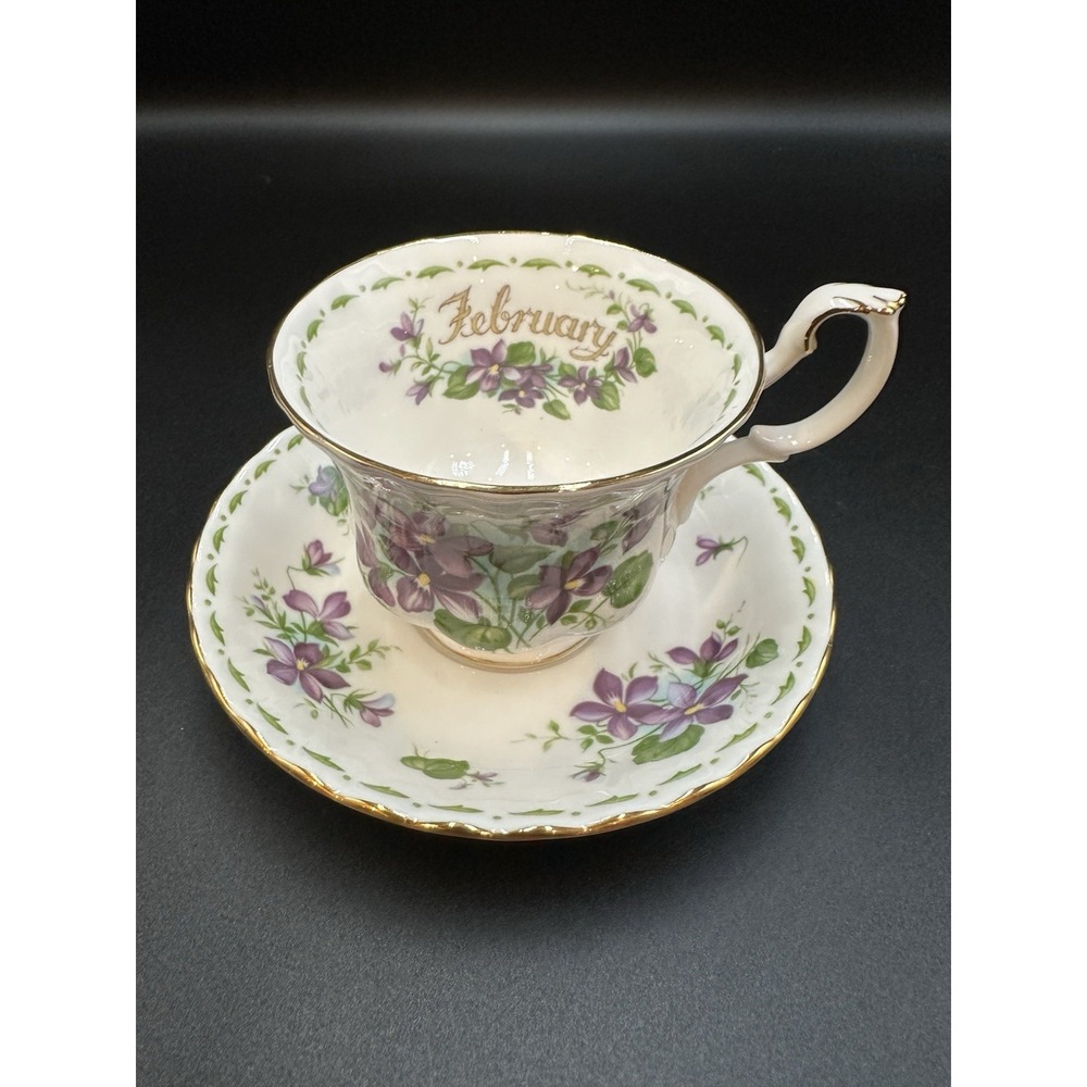 Royal Albert February Violets Flower of the Month Teacup and Saucer Set England